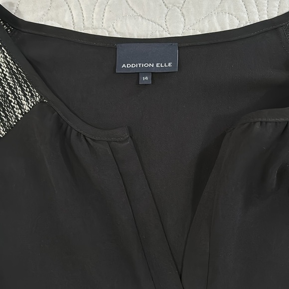 Addition Elle Women’s Long Sleeve Black with B/W Knit SleeveTunic Top size 1X - Picture 2 of 5
